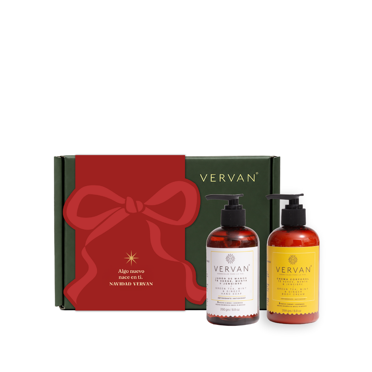Kit jabón para manos y crema corporal Té Verde, Menta y Jengibre