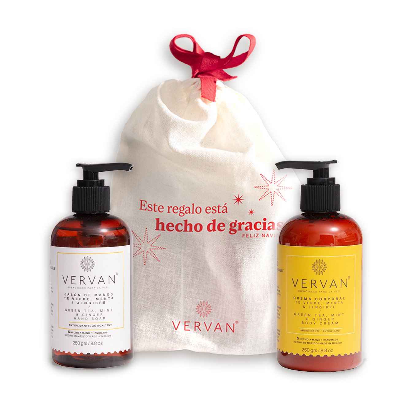 Kit jabón para manos y crema corporal Té Verde, Menta y Jengibre