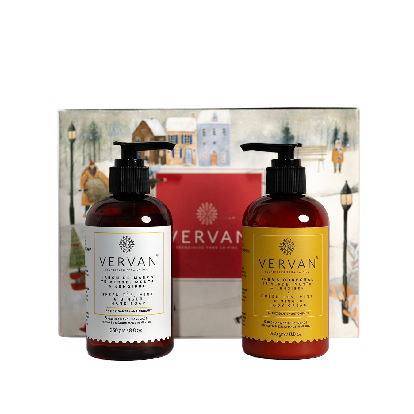 Kit jabón para manos y crema corporal Té Verde, Menta y Jengibre