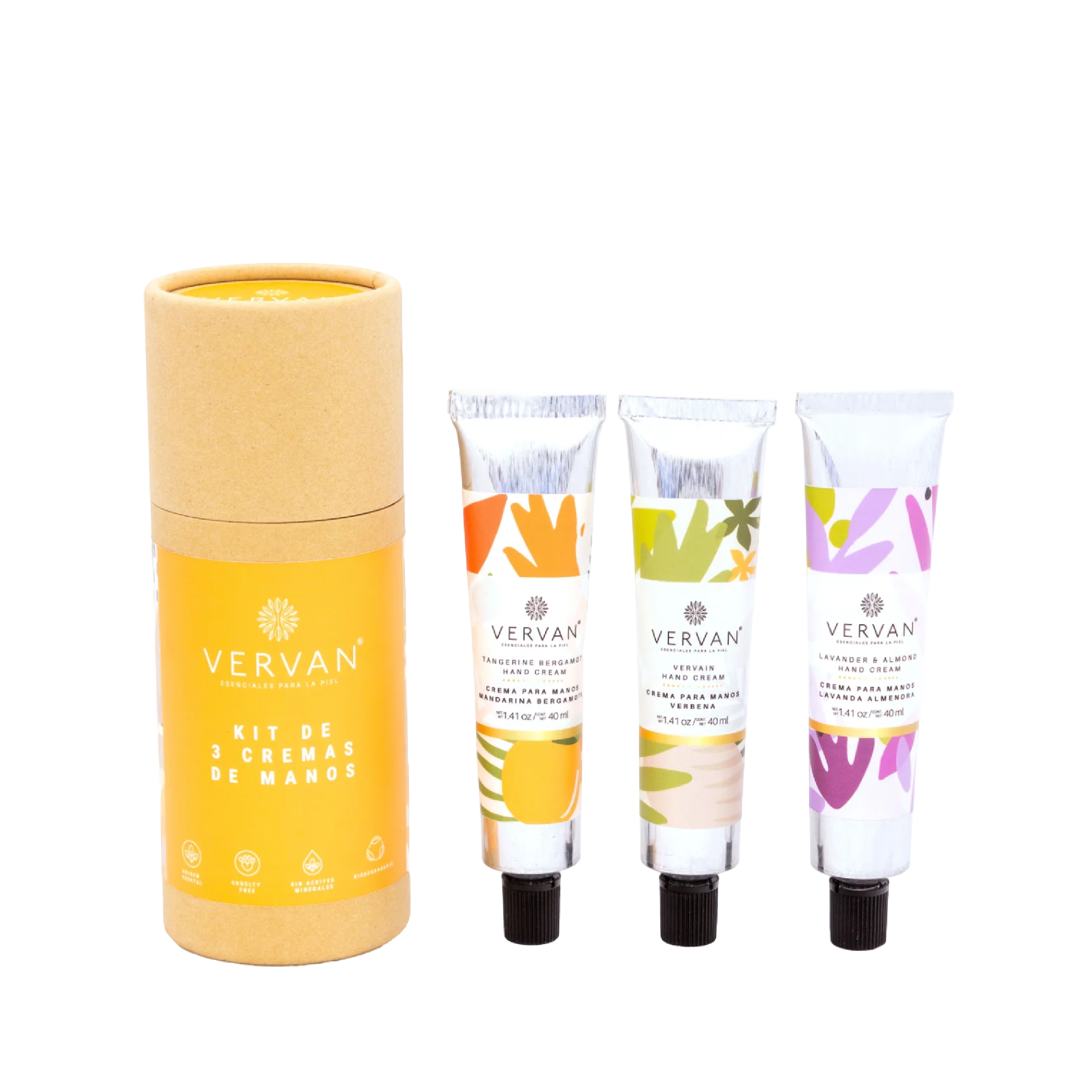 Kit 3 cremas de manos Mandarina Bergamota, Verbena y Lavanda Almendras