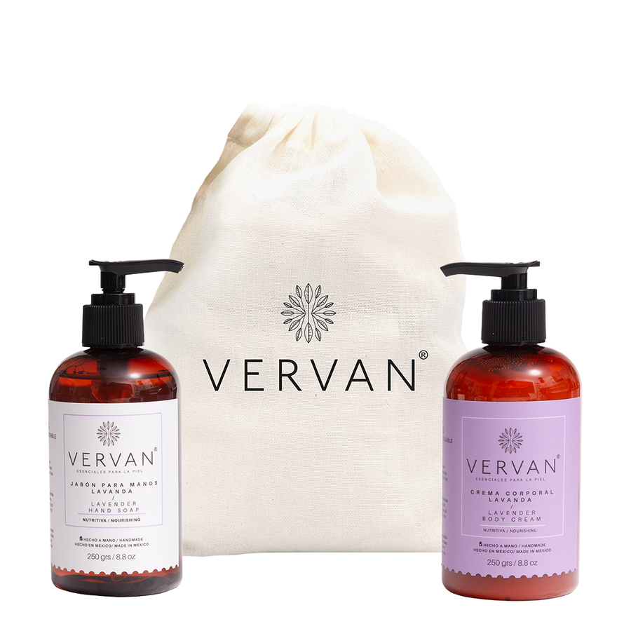 Vervan lavender hand soap and body cream kit