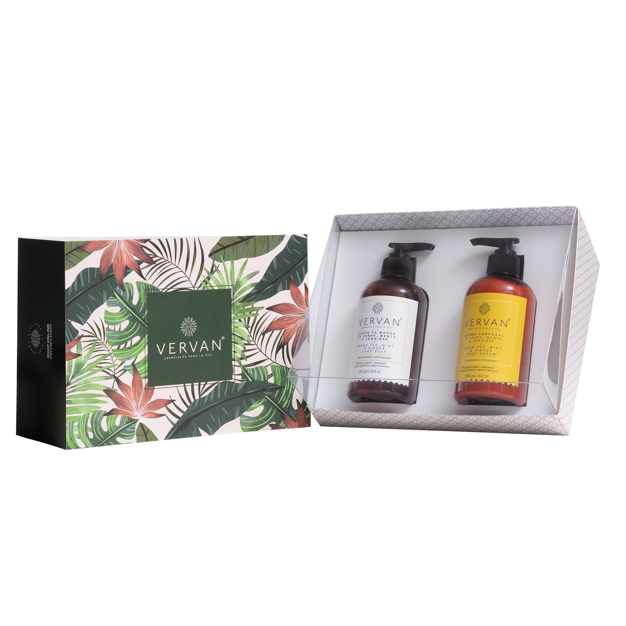 Kit jabón para manos y crema corporal Té Verde, Menta y Jengibre