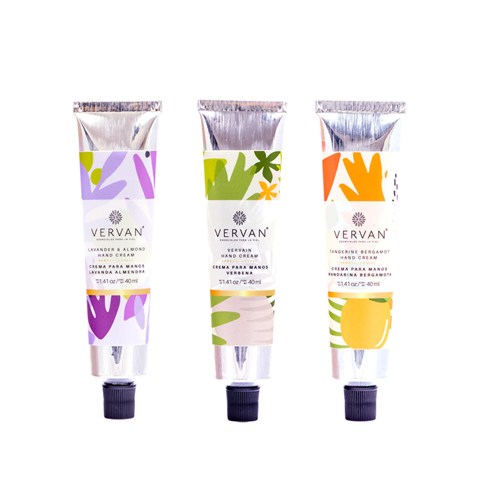 Kit 3 cremas de manos Mandarina Bergamota, Verbena y Lavanda Almendras